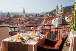 scenic view from the terrace at terasa U zlate studne in prague