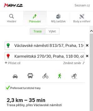 mapy.cz route planner