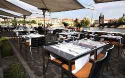 garden terrace at Prague scenic restaurant hergetova cihelna