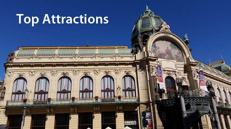 prague municipal house with blue sky