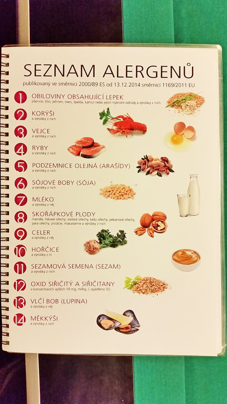 EU Allergen chart in czech