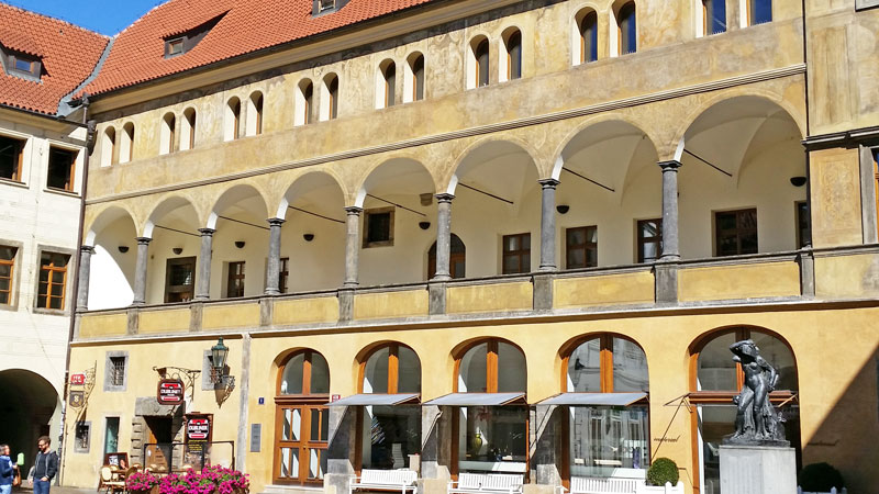 italian renaissance arcade in the prague tyn courtyard