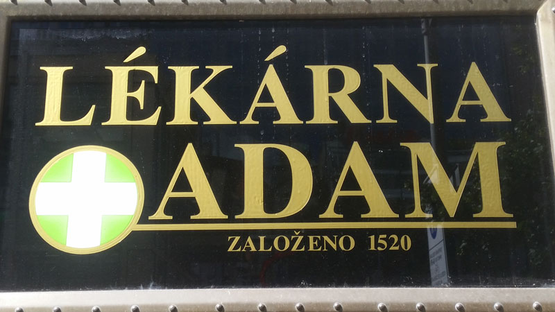 sign in czech saying adam lekarna