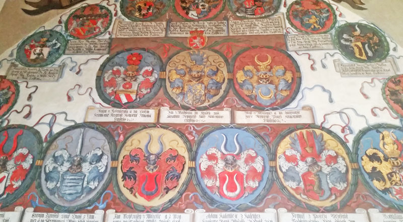 bohemian and moravian family coats of arms in the office of land rolls at prague castle