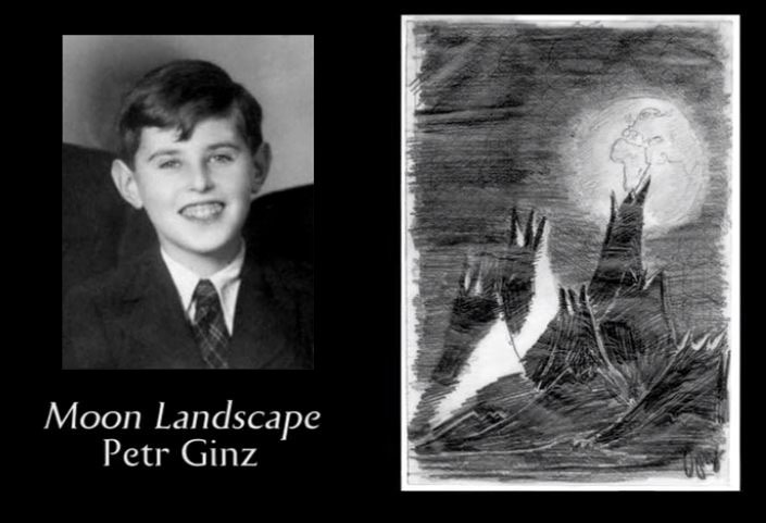 petr ginz portrait photo with moon landscape