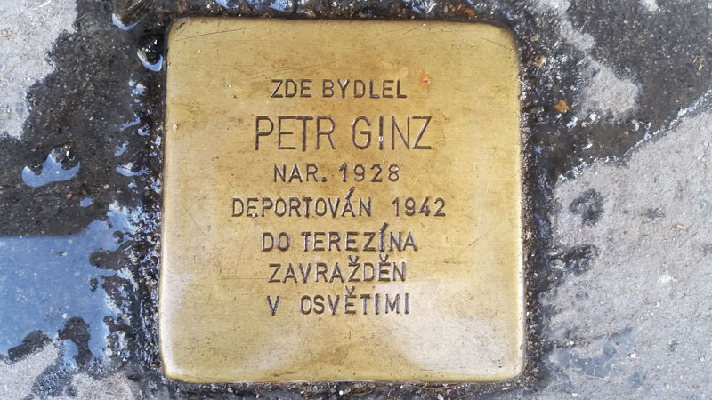 stumble stone for petr ginz in prague