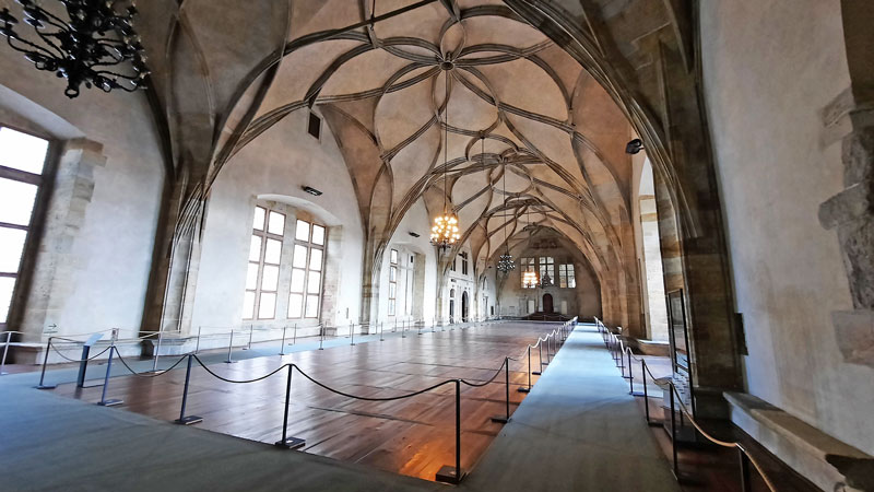 Prague Old Royal Palace Vladislav Hall viewed from the Ludwig Wing doorway