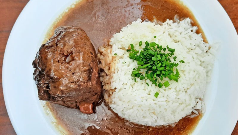 czech food beef roulade called spanish bird served with rice