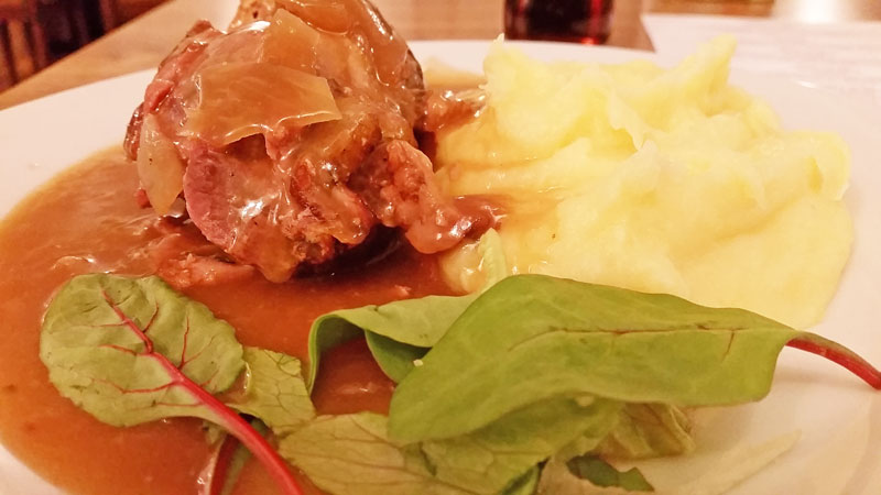 czech food beef roulade called spanish bird served with mashed potato