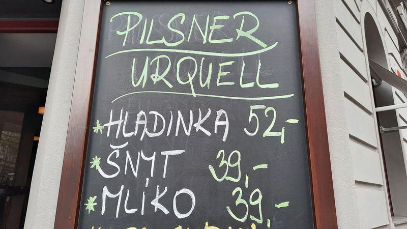 czech beer serving types written on a chalkboard