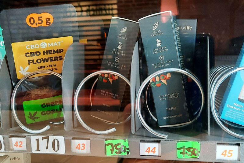 prague cannabis cbd products in a vending machine