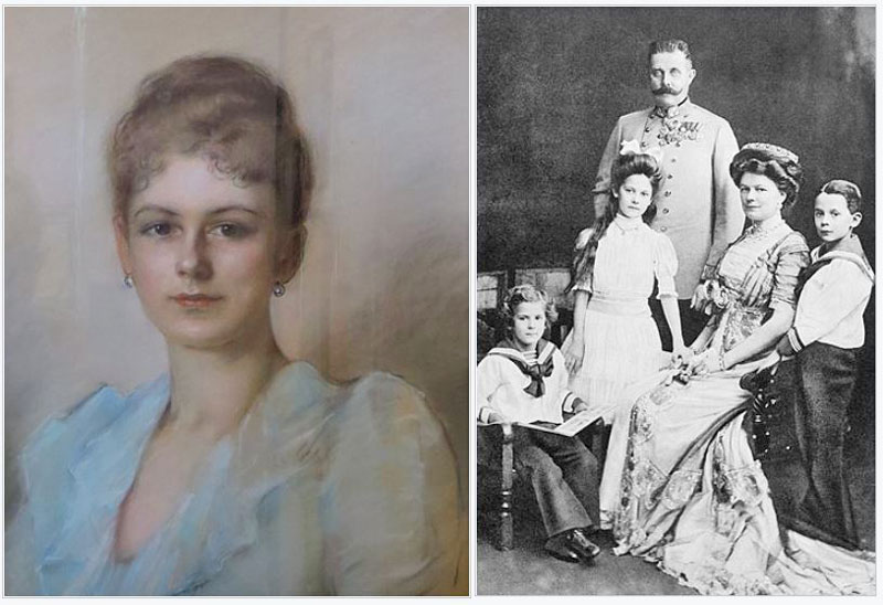 portrait and family photo of duchess sophie hohenberg