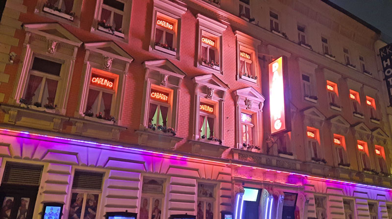 darling cabaret prague red light district at night