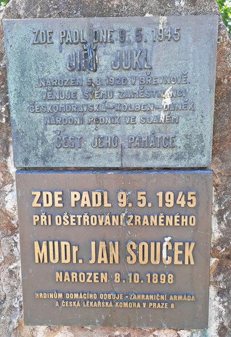 two plaques in prague honouring people killed on may 9th 1945