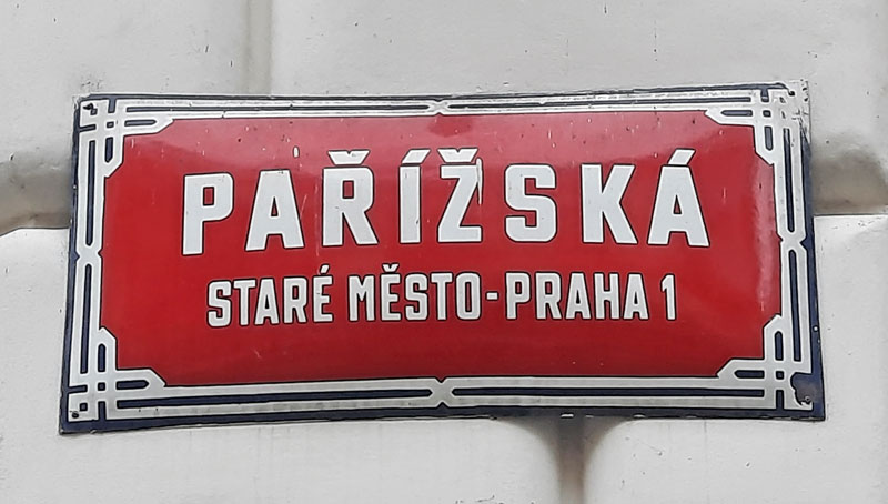 a street sign for paris street in prague old town