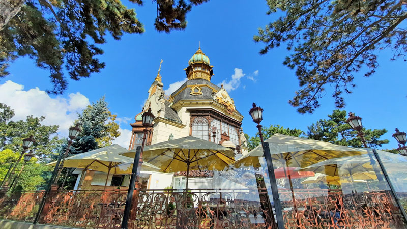 The Rear Terrace of the Hanavsky Pavilon Restaurant in Prague