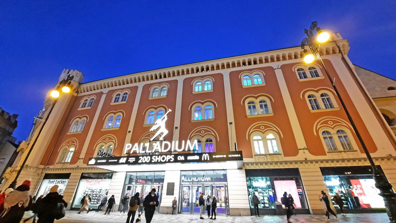 The Front Entry of the Prague Palladium Shopping Centre on Republic Square
