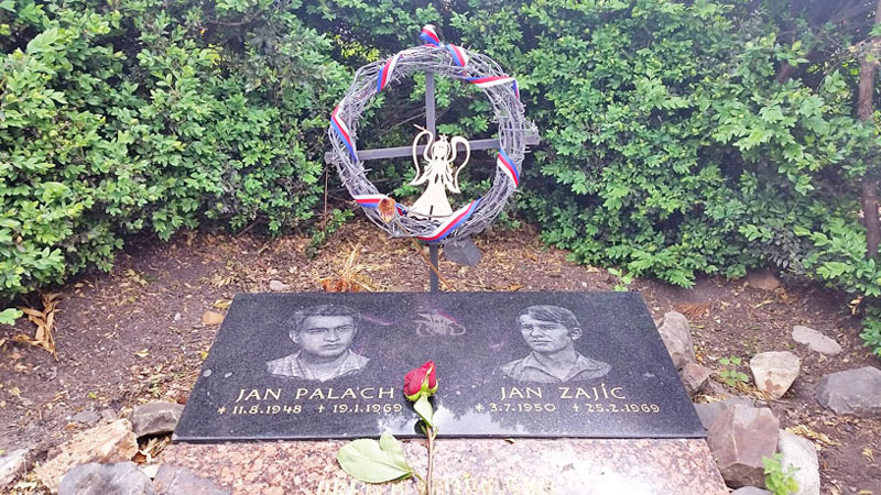 plaque commemorating jan palach and jan zajic on prague wenceslas square