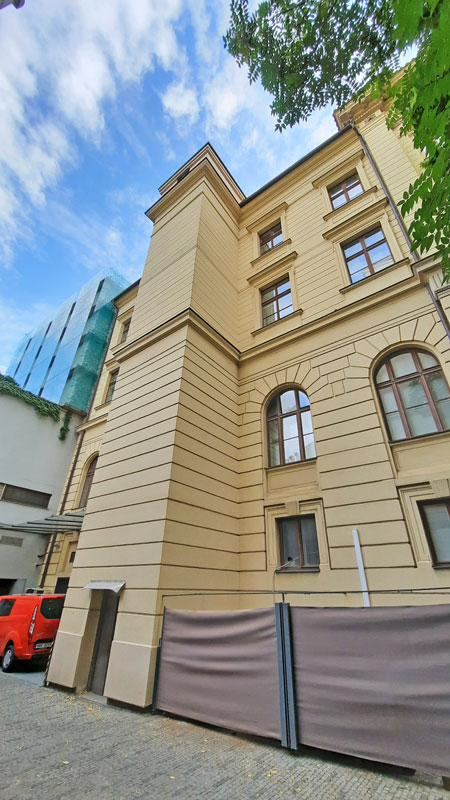 side view of the carlo iv hotel in prague used as a filming location in the bourne identity