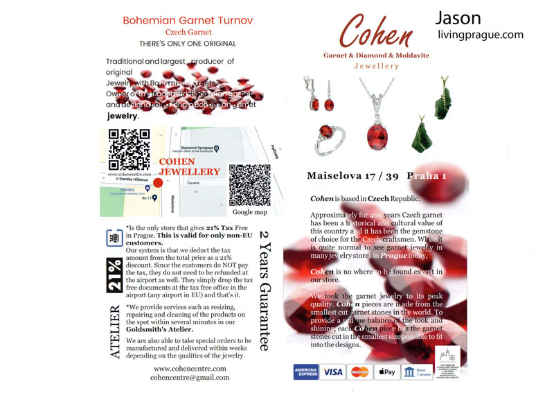 flyer for cohen bohemian garnet in prague