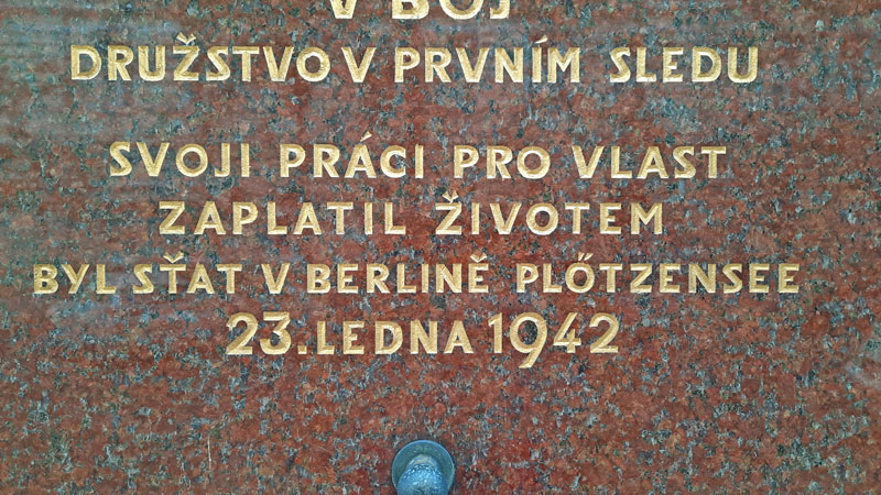 detail on a prague world war two memorial plaque to josef skalda