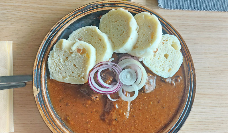 Prague Goulash - Beef with mixed onions and bread dumplings