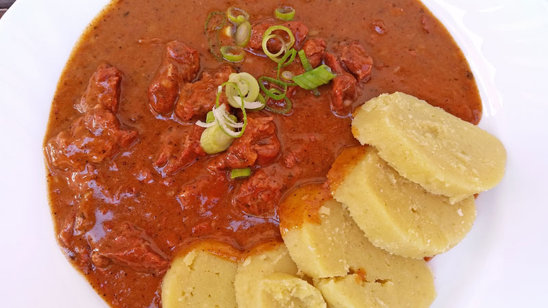 Prague Goulash - Beef with spring onions and potato dumplings