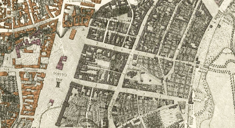 1816 map of the area in prague called charles square