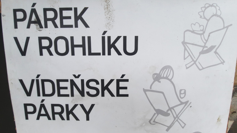 sign in czech selling the parek hot dog in the vienna style