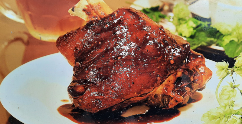 czech pork knuckle with crispy skin on a plate