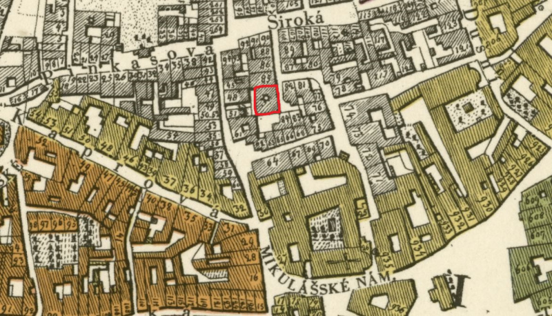 map from 1816 showing the location of the maisel synagogue