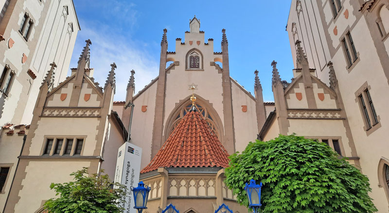 main entry to the neo-Gothic maisel synagogue in prague