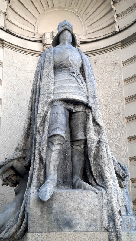 jachym berka, the iron knight or darth vader statue at the nova radnice in prague