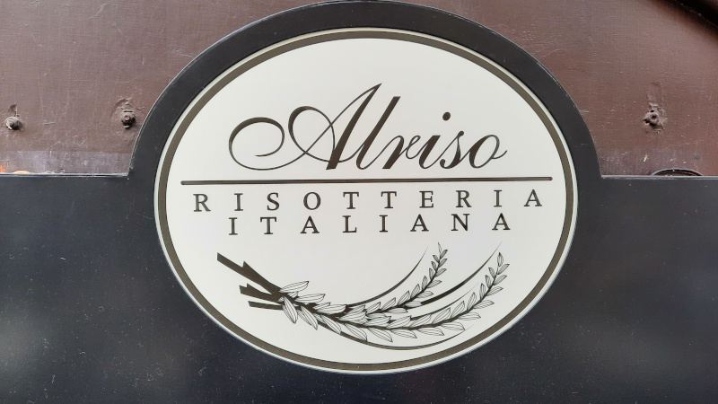 signage for the alriso risotteria in prague old town