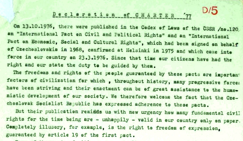 opening paragraphs of the czech declaration of charter 77