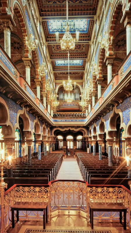 Interior of the prague Jubilee Synagogue viewed from the Bimah