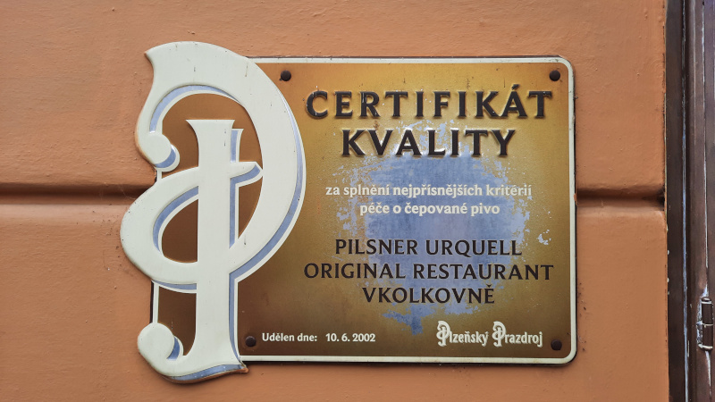 pilsner urquell puor certificate of quality