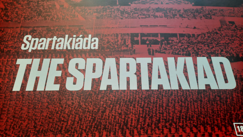 signage in prague museum of communism for spartakiad