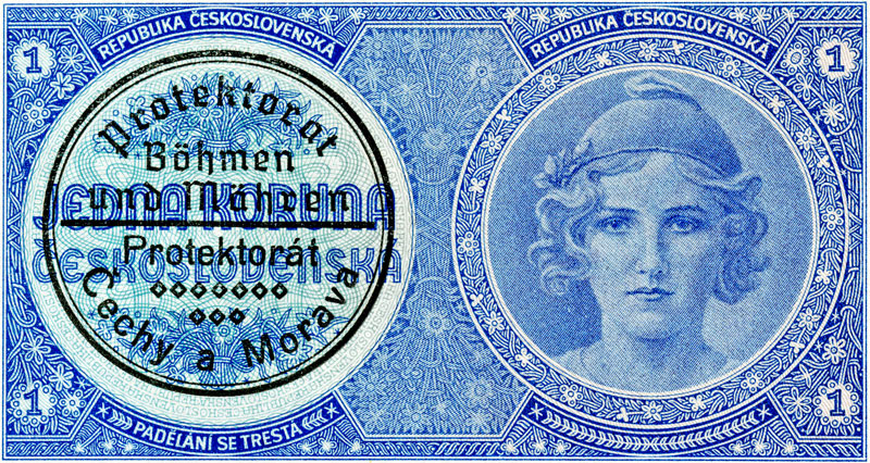 protectorate of bohemia and moravia stamped bank note