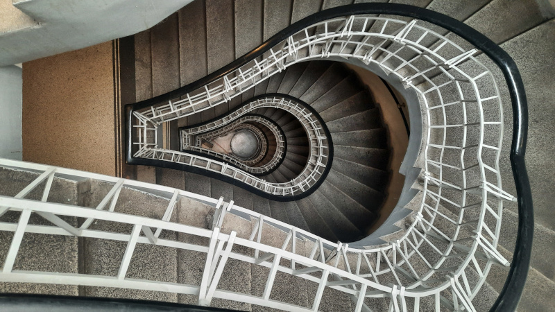 Prague Cubism Museum - the view back down the stairs