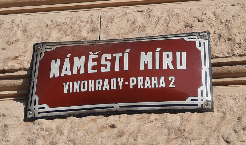 nameti miru street sign in prague