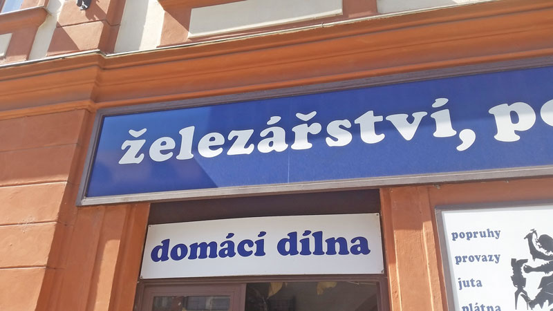 signage for vacke zelezarstvi at dlouha 25 in prague